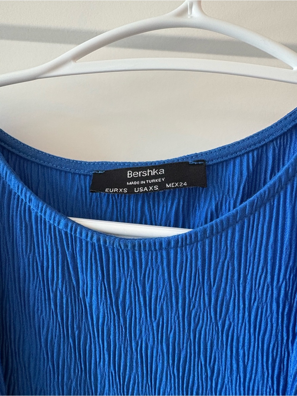 Bershka Vibrant Blue Textured Crewneck Dress - Picture 3 of 4